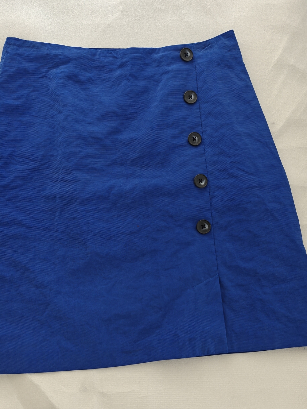 Ann Taylor Factory Cobalt Blue Button-Trim Mini Skirt